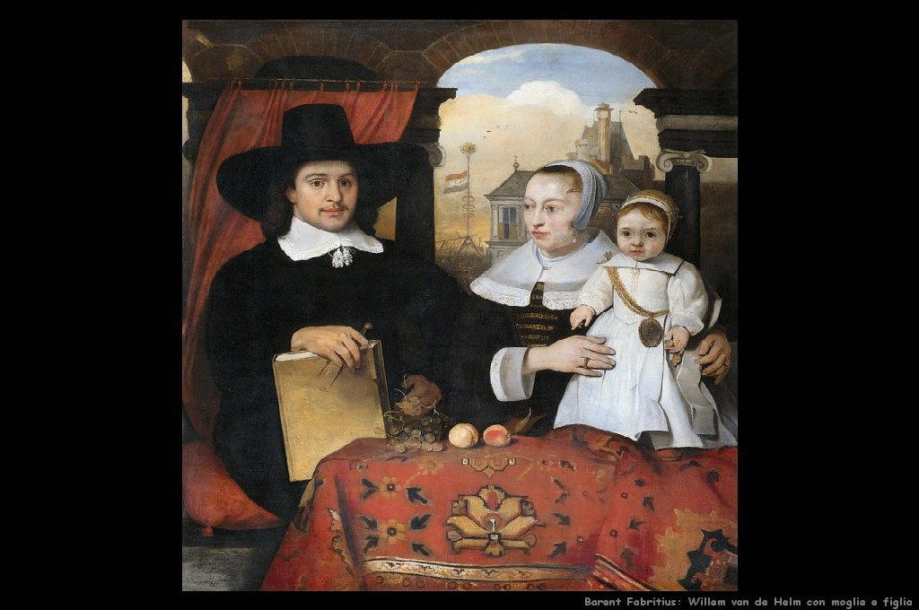 barent fabritius  Willem van de Helm con moglie e figlia