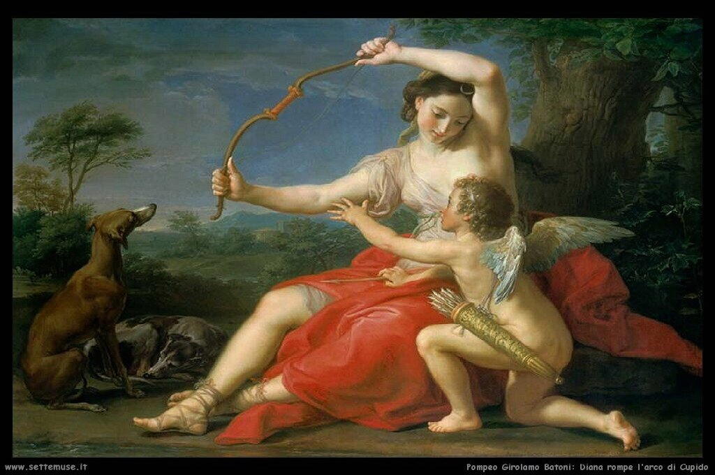 batoni pompeo Diana rompe l'arco di Cupido