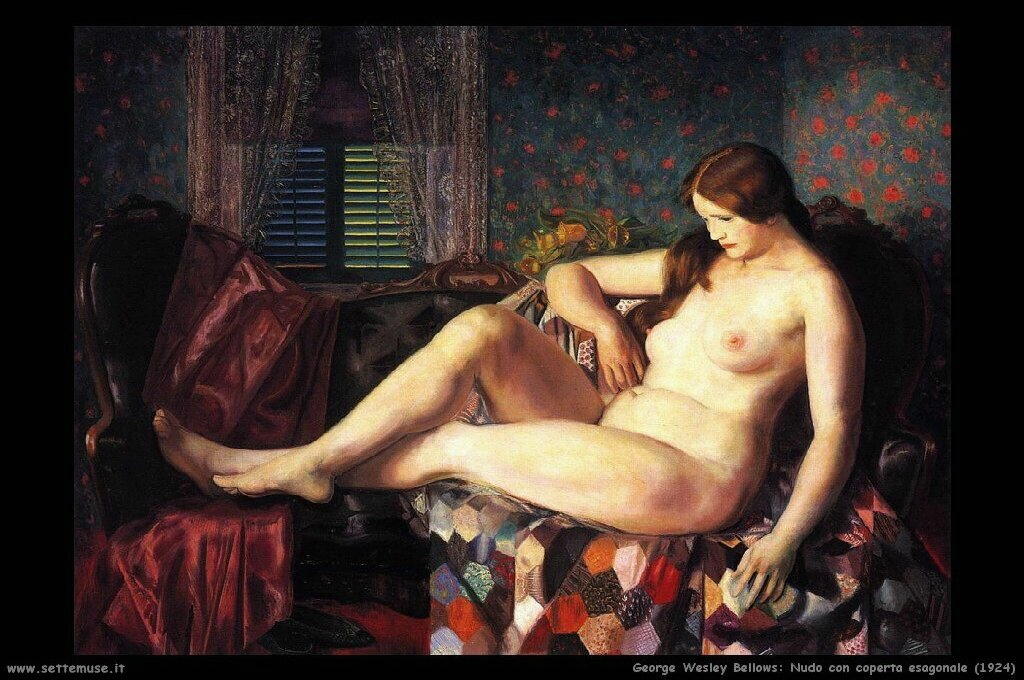 george wesley bellows  Nudo con coperta a esagoni (1924)
