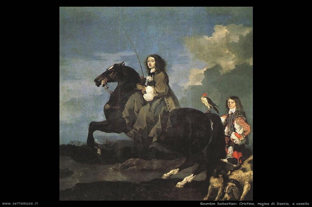 La regina Cristina di Svezia a cavallo