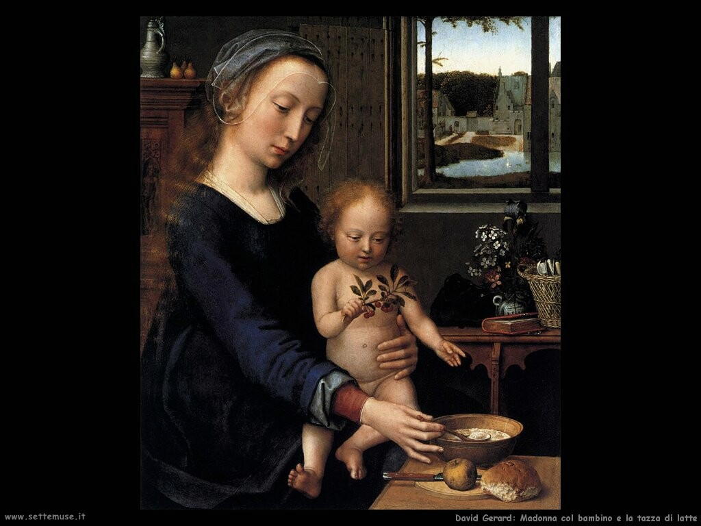 david gerard Vergine e bambino con la zuppa di latte