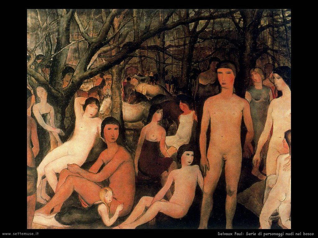 Delvaux Paul Serie di personaggi nudi nel bosco