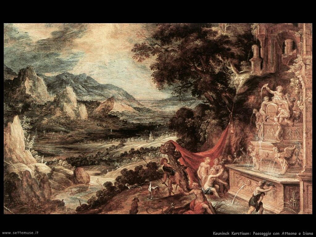 keuninck kerstiaen Paesaggio con Atteone e Diana