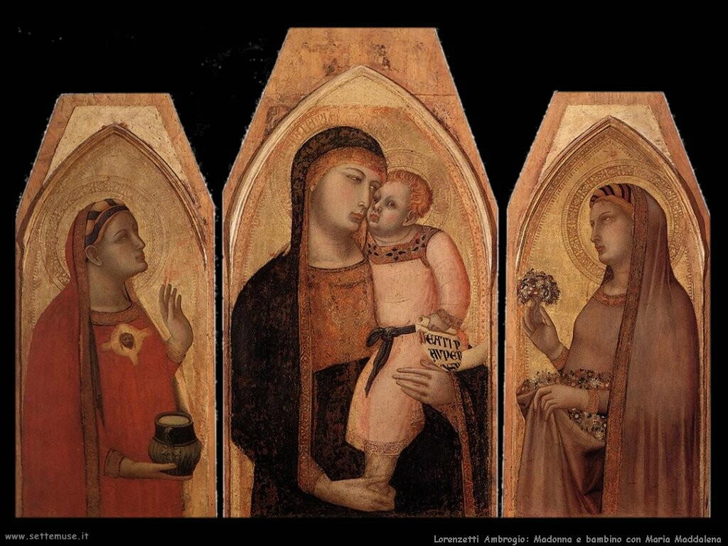 lorenzetti ambrogio  Madonna con bambino e Maria Maddalena