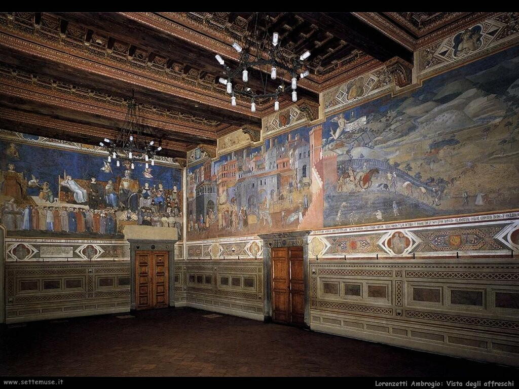 lorenzetti_ambrogio  Vista della sala degli affreschi