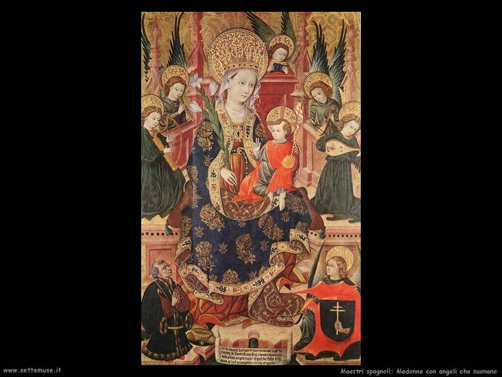 maestri sconosciuti spagnoli Madonna con angeli che suonano