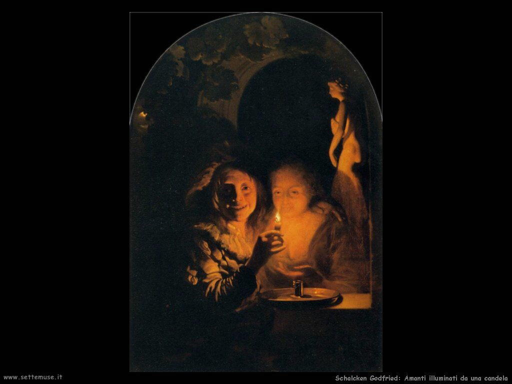 Schalcken Godfried Amanti leggono al lume di candela