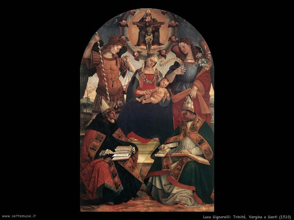 Signorelli Luca trinita vergine santi 1510