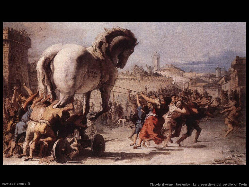 Tiepolo Giovanni Domenico Processione cavallo di Troia