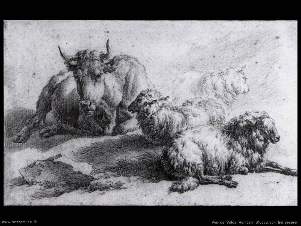 Van De Velde Adriaen Una mucca e tre pecore
