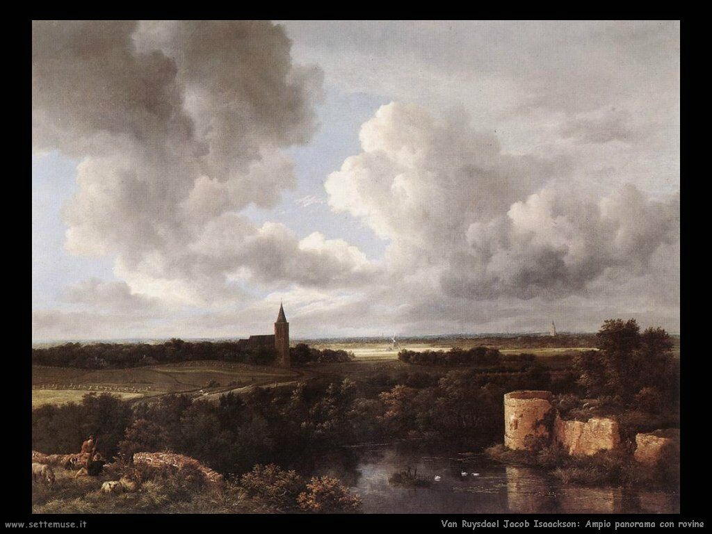 Un vasto panorama con un  rudere Van Ruysdael Jacob Isaackszon 