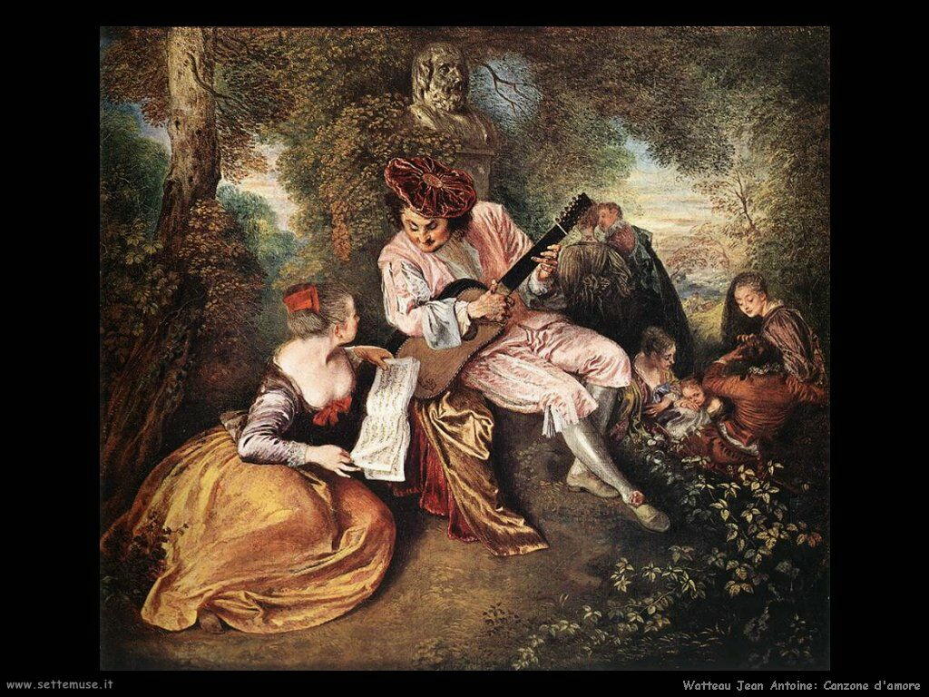 Intervallo amoroso nella canzone d'amore Watteau Jean Antoine