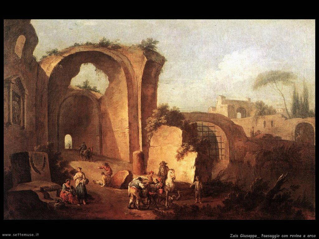 Zais Giuseppe  Paesaggio con rovine e arco