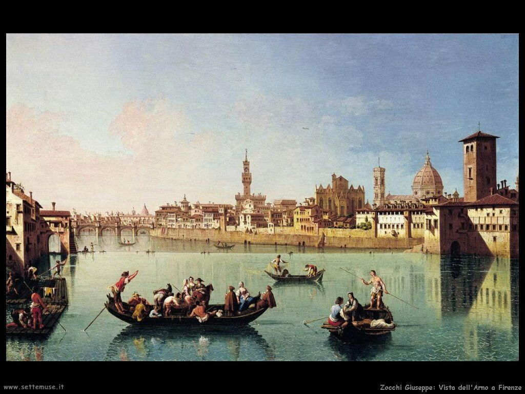 Zocchi Giuseppe Veduta sull'Arno a Firenze