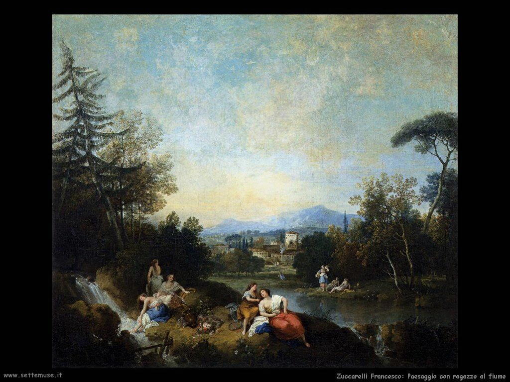 Zuccarelli Francesco Paesaggio con ragazze al fiume