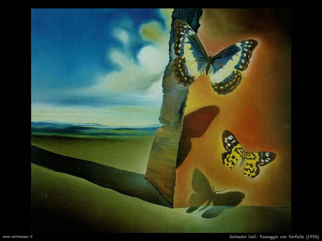 Salvador Dalì_paesaggio con farfalle