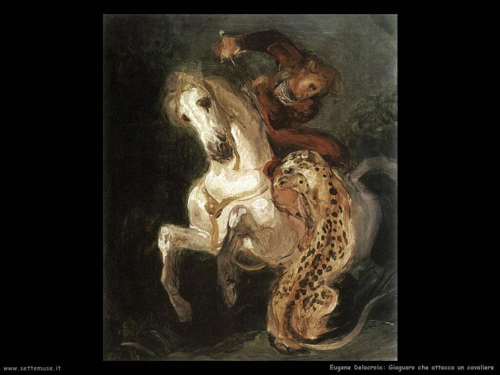 Eugène Delacroix Giaguaro attacca cavaliere