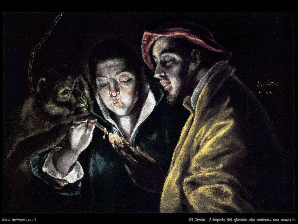 El Greco allegoria giovane accende candela