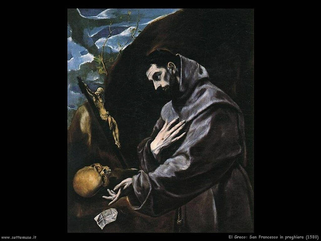 El Greco san francesco in preghiera 1580
