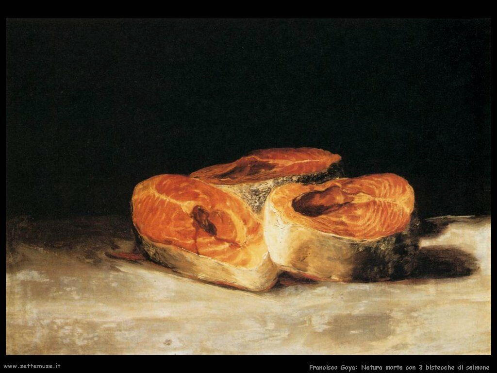 Francisco de Goya natura morta 3 pezzi di salmone