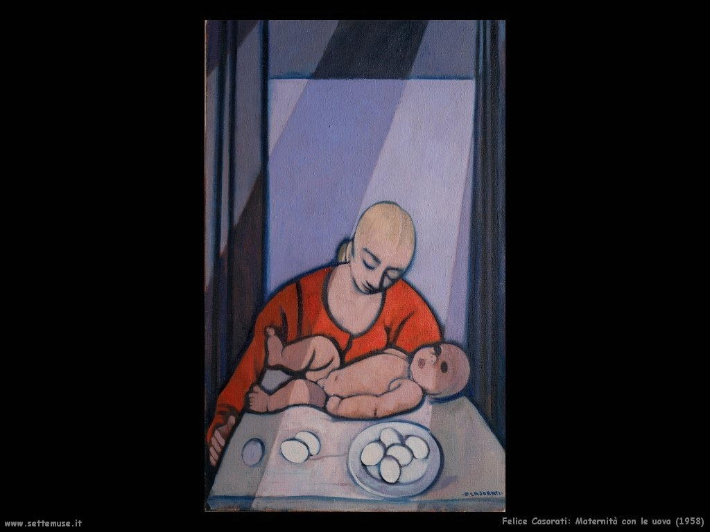 felice casorati Maternità con le uova (1958)