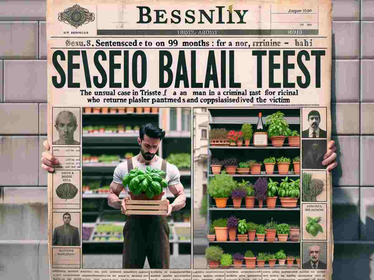 uomo con piante di basilico in mano